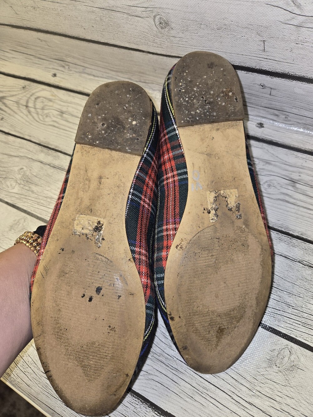 J.Crew Tartan Plaid Smoking Loafers Flats Gold Trim Size 9 - Picture 6 of 6